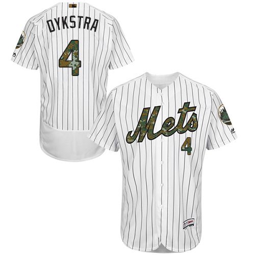 Mets #4 Lenny Dykstra White(Blue Strip) Flexbase Authentic Collection Memorial Day Stitched MLB Jersey